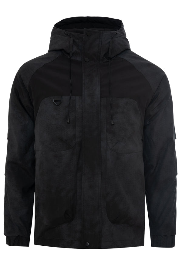 Soulstar Hooded Camo Print Coat Beige