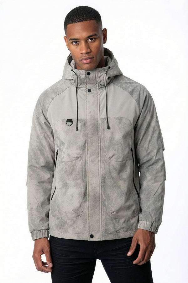 soulstar Hooded Camo Print Coat Beige