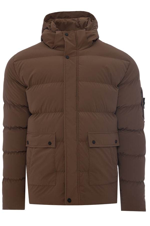 Soulstar Hooded Puffer Jacket Brown