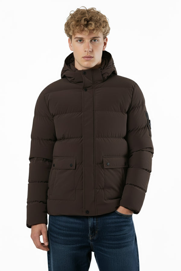 soulstar Hooded Puffer Jacket Brown