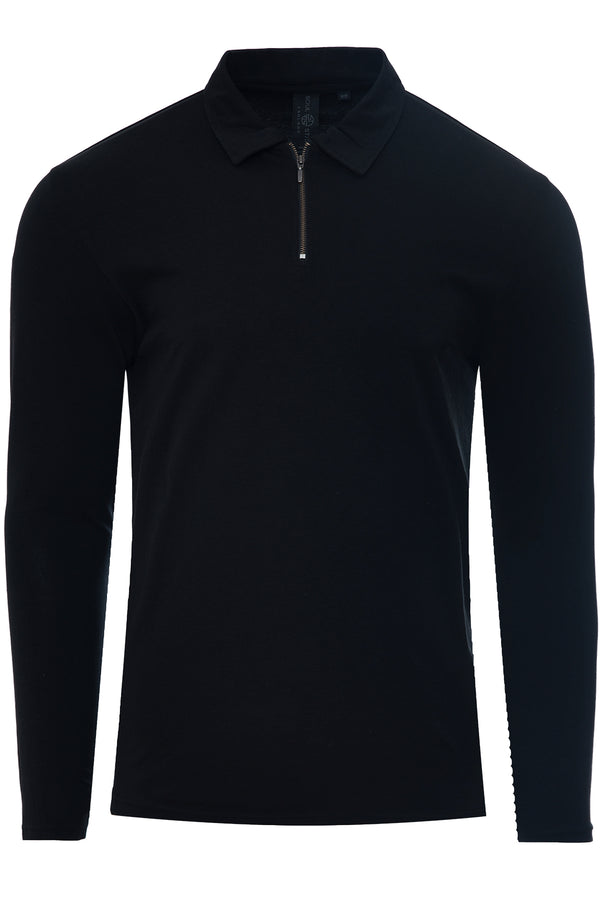 Soulstar Long Sleeved Knitted Polo Black