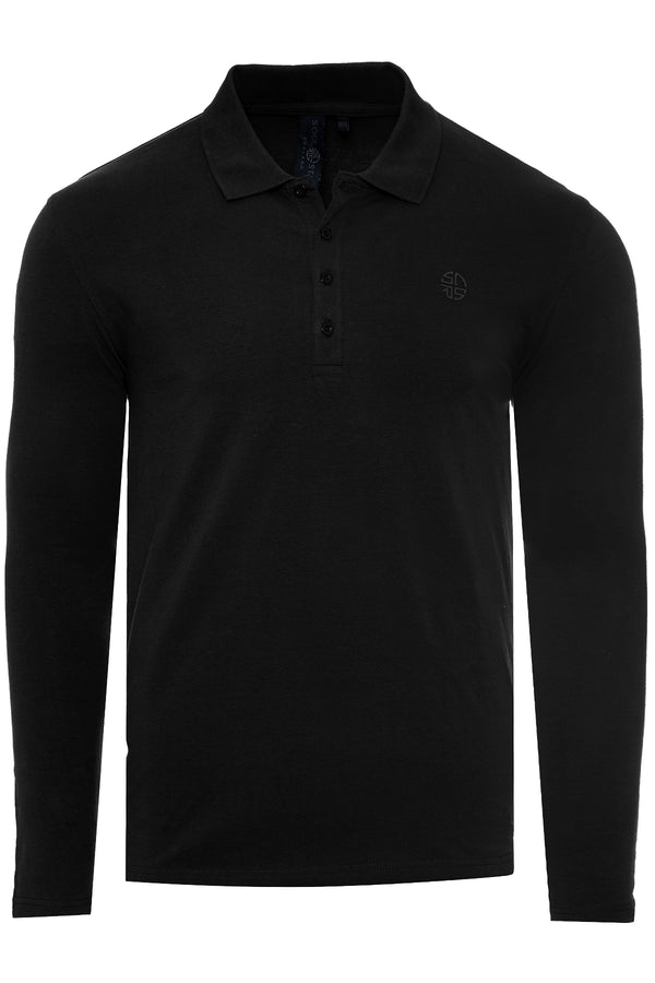 Soulstar Long Sleeved Polo Shirt Black