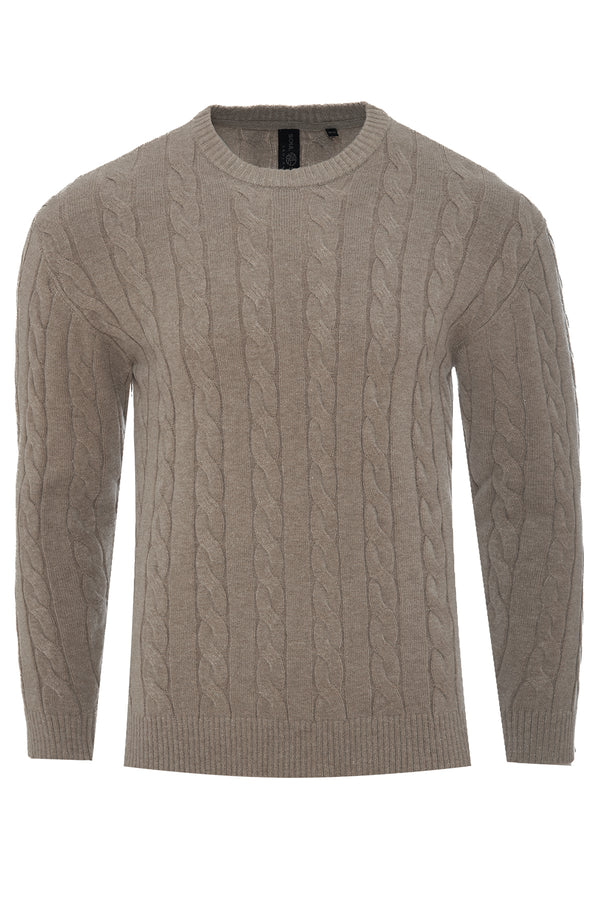 Soulstar Men's Cable Knit Jumper Grey Mel