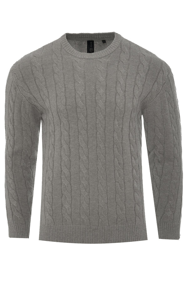 Soulstar Men's Cable Knit Jumper Grey Mel