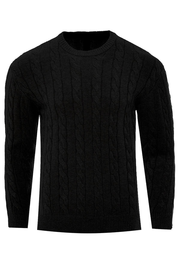 Soulstar Men's Cable Knit Jumper Grey Mel