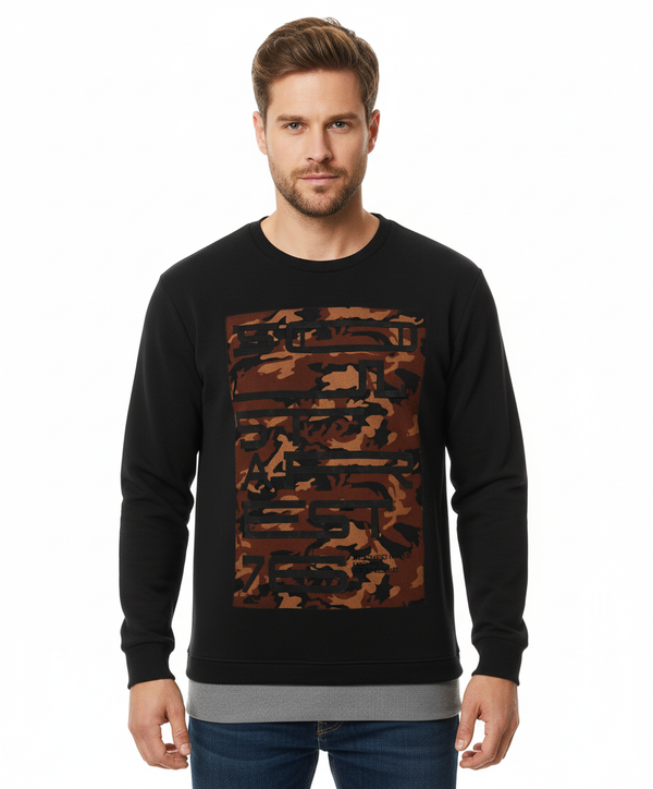 Soulstar Men's Camo Graphic Panel Sweatshirt Green