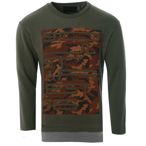 Soulstar Men's Camo Graphic Panel Sweatshirt Green