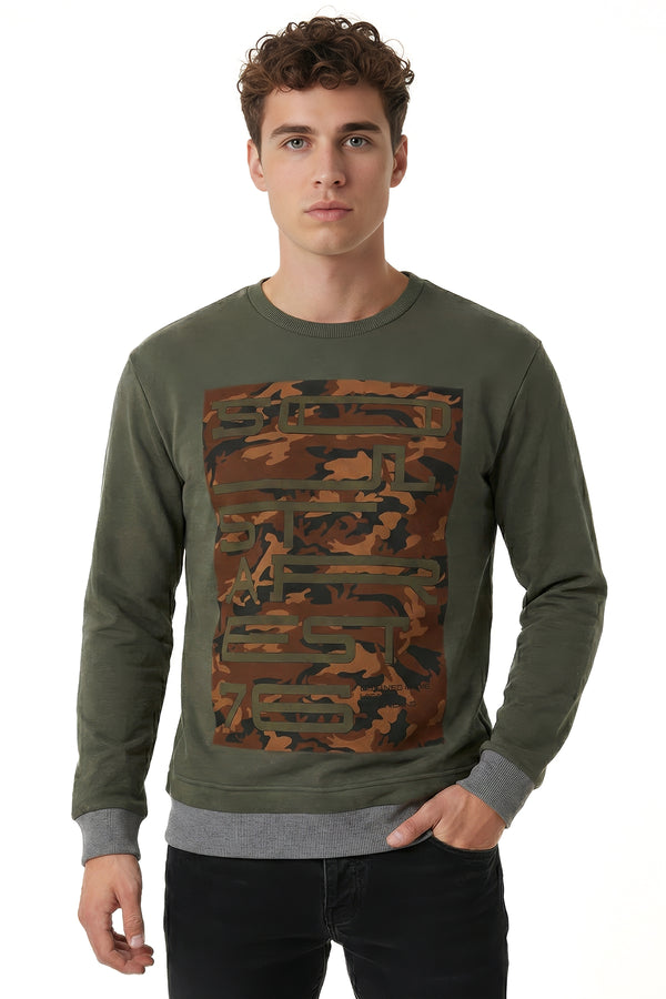 soulstar Men's Camo Graphic Panel Sweatshirt Green