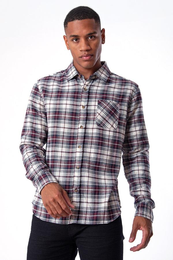 soulstar Men's Check Flannel Shirt Navy