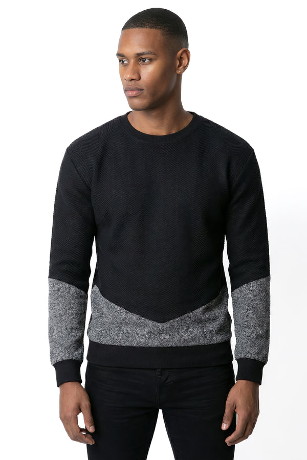 soulstar Men's Chevron Panel Sweatshirt Black