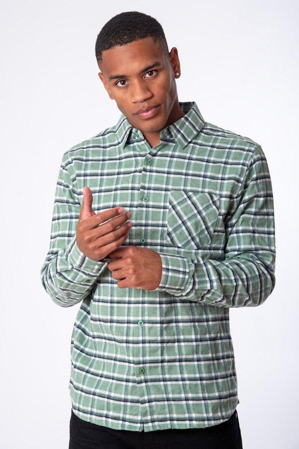 soulstar Men's Classic Checked Flannel Shirt Green