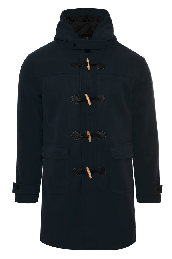 Soulstar Men's Classic Duffle Coat With Hood Black