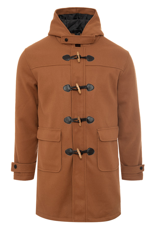 Soulstar Men's Classic Duffle Coat With Hood Black