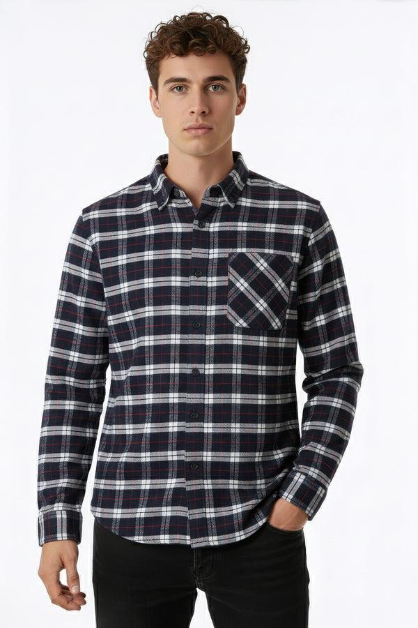 soulstar Men's Classic Long Sleeve Overshirt Navy