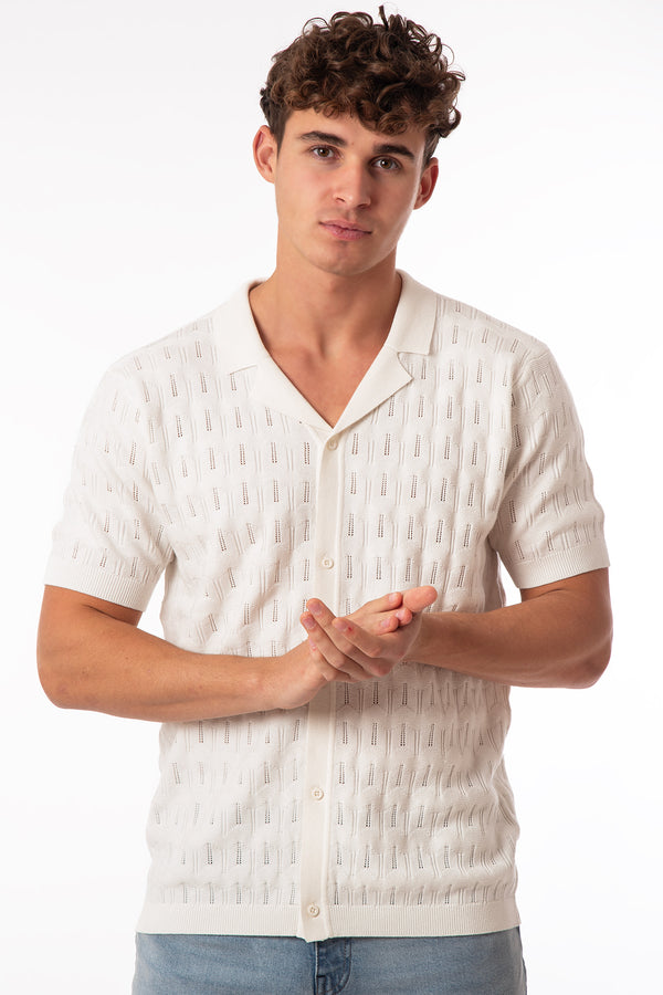 soulstar Men's Classic Short Sleeve Knit Top Ecru