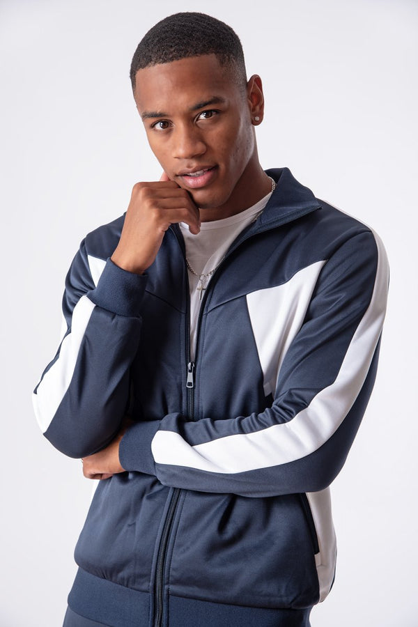 soulstar Men's Classic Tracksuit Zip-Up Top Navy