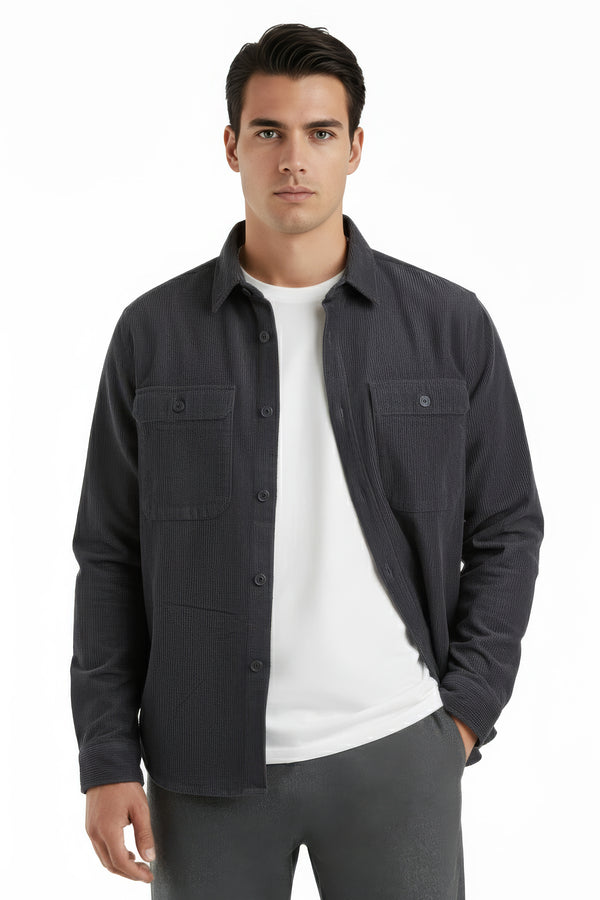 soulstar Men's Corduroy Shacket Navy
