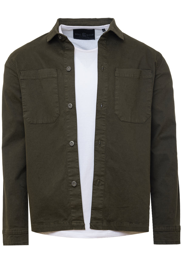 Soulstar Men's Essential Utility Shacket Olive