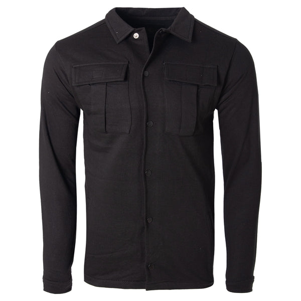 Soulstar Men's Fleece Button-Up Shirt Black