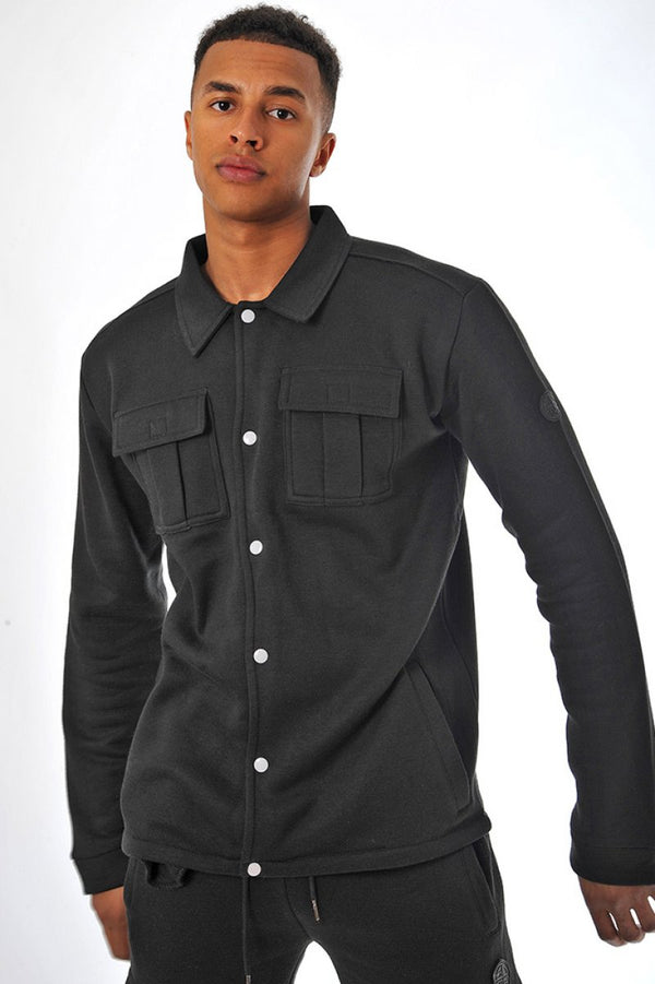 Soulstar Men's Fleece Button-Up Shirt Black
