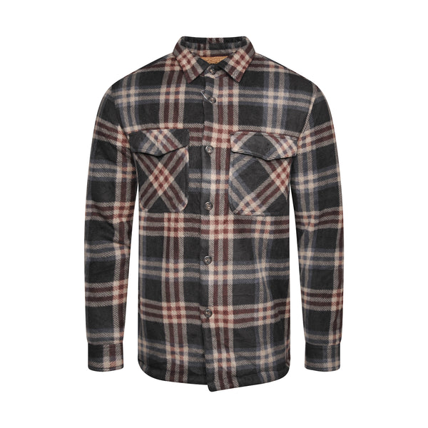 Soulstar Men's Fleece-Lined Checked Shacket Orange