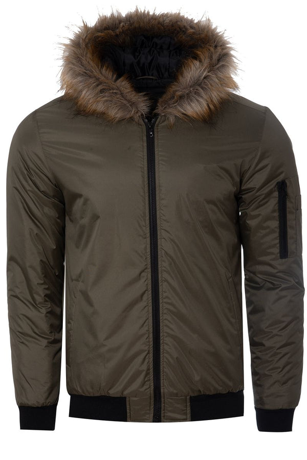 Soulstar Men's Fur Hooded Jacket Black