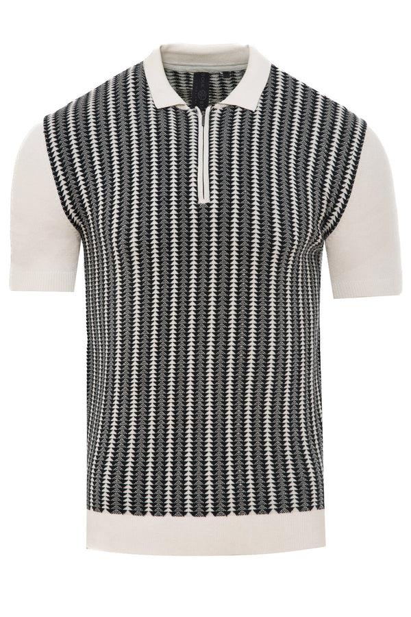 Soulstar Men's Geometric Pattern Knit Sweater Navy