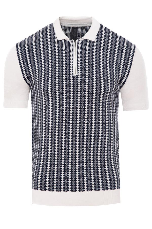 Soulstar Men's Geometric Pattern Knit Sweater Navy