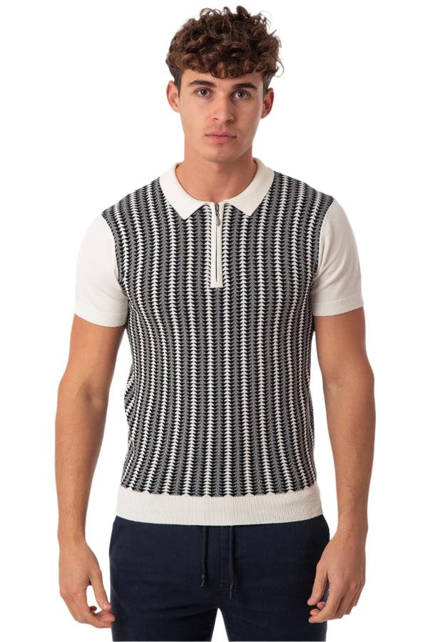 Soulstar Men's Geometric Pattern Knit Sweater Navy