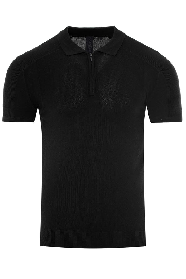 Soulstar Men's Half-Zip Knit Polo Shirt Black