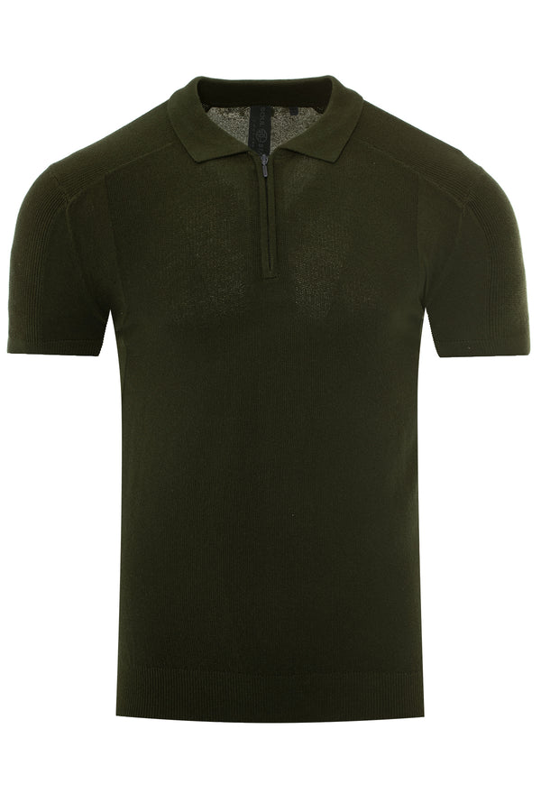 Soulstar Men's Half-Zip Knit Polo Shirt Black