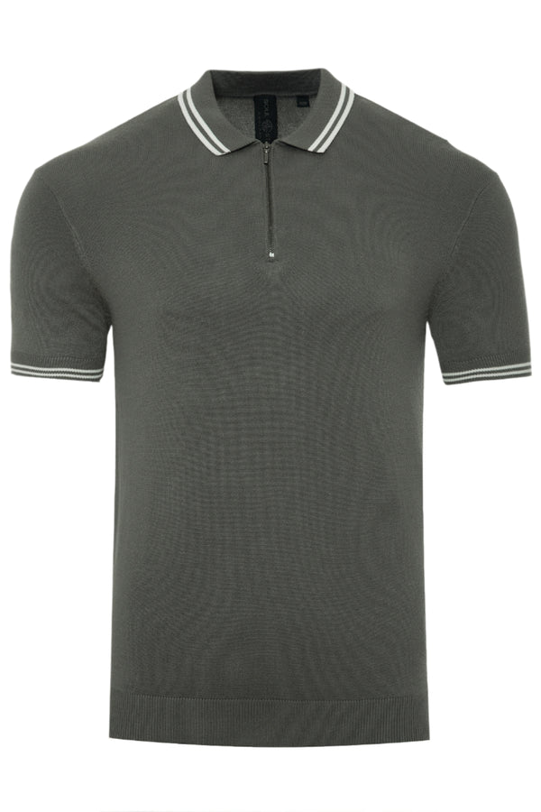 Soulstar Men's Half-Zip Knit Polo Sweater Black