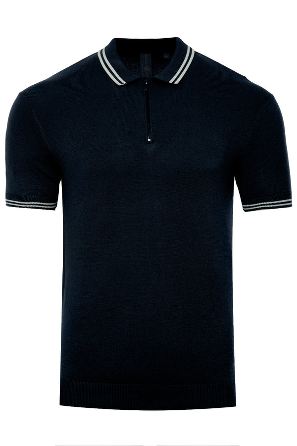 Soulstar Men's Half-Zip Knit Polo Sweater Black