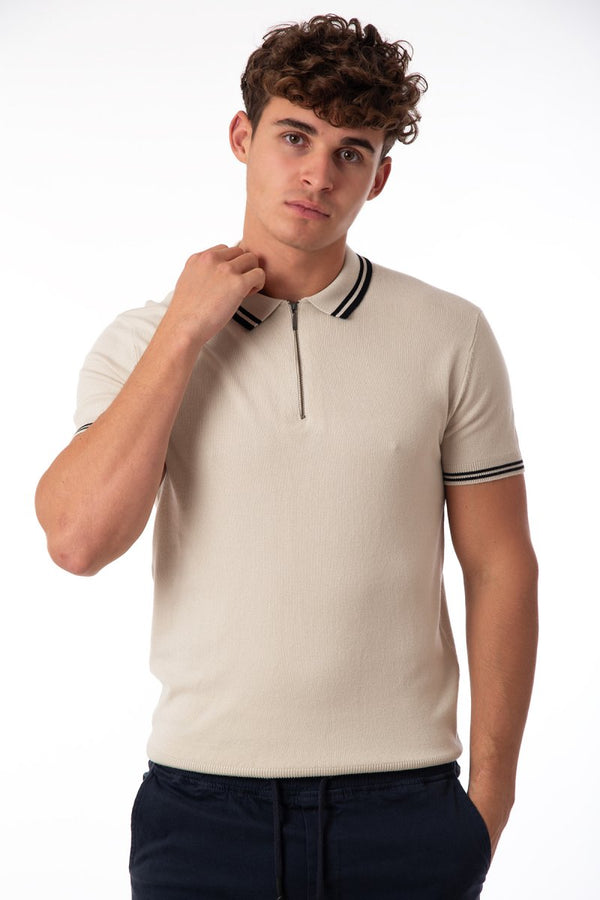 soulstar Men's Half-Zip Knit Polo Sweater Black