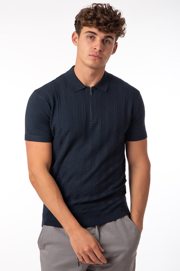 soulstar Men's Half-Zip Knit Sweater Navy