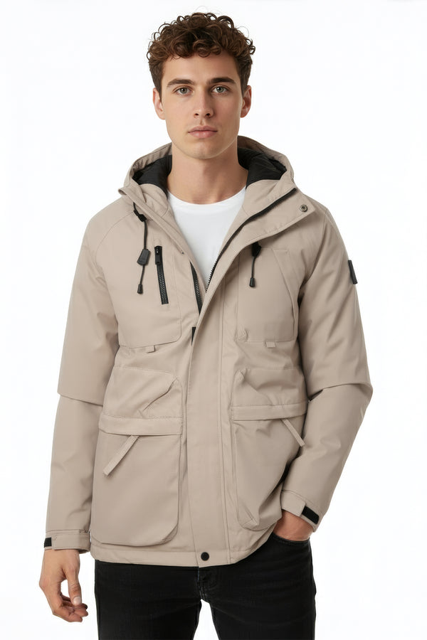 Soulstar Men's Hooded Coat Beige