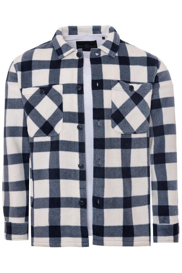 Soulstar Men's Polar Fleece Check Shirt Navy