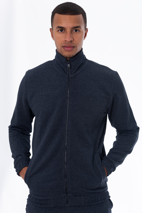 soulstar Men's Premium Zip-Up Sweatshirt Navy