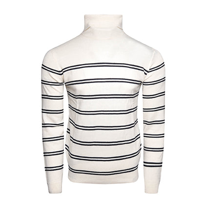 Soulstar Men's Striped Roll Neck Knit Sweater Navy