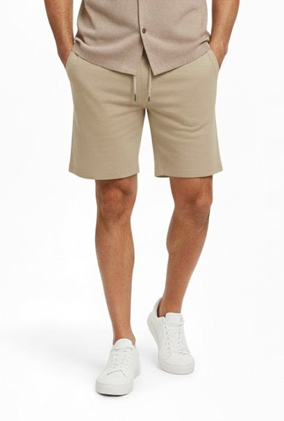 soulstar Men's Textured Drawstring Shorts Beige