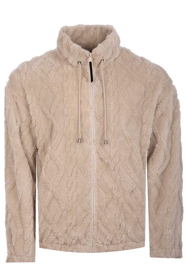 Soulstar Men's Textured Fleece Zip Hoodie Black