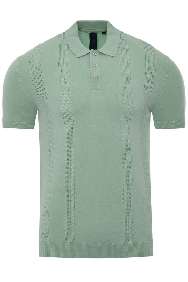 Soulstar Men's Textured Knit Polo Shirt Ecru