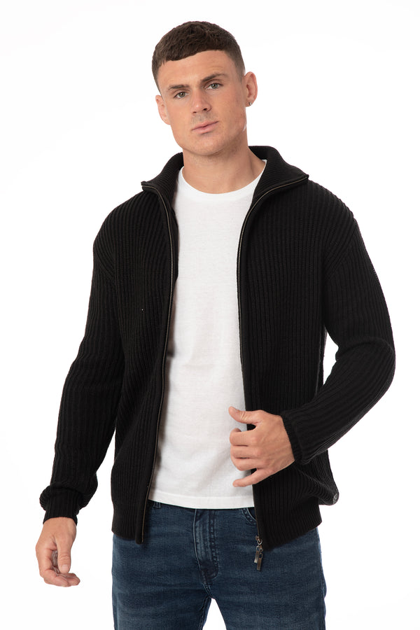 soulstar Men's Textured Knit Zip Hoodie Grey Mel