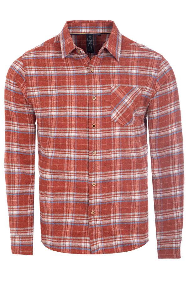 Soulstar Men's Timeless Button-Down Shacket Red
