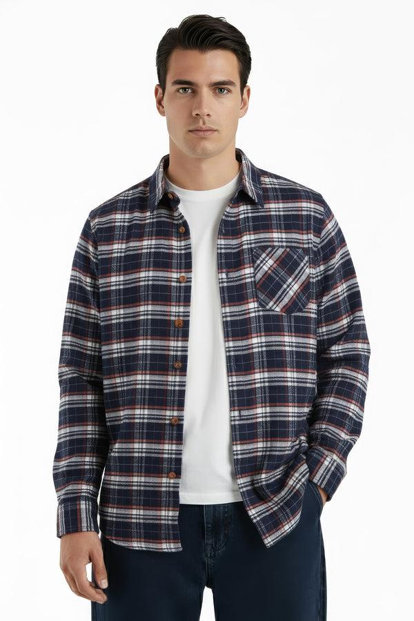 soulstar Men's Timeless Button-Down Shacket Red