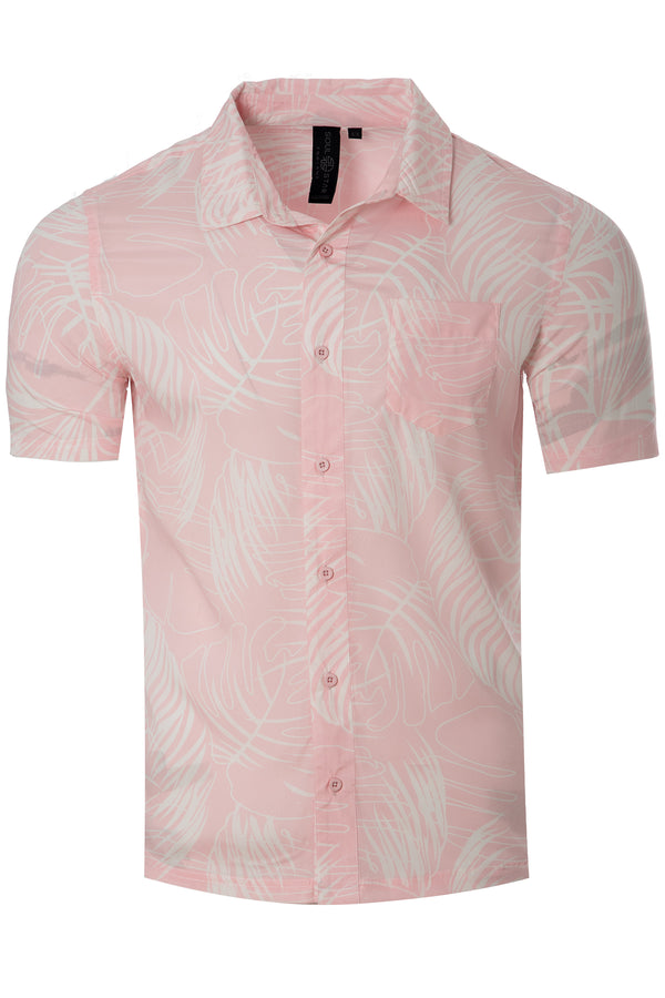 Soulstar Men's Tropical Print Shirt Pink