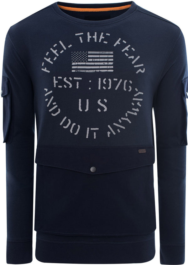 Soulstar Men's Utility Pocket Sweatshirt Navy