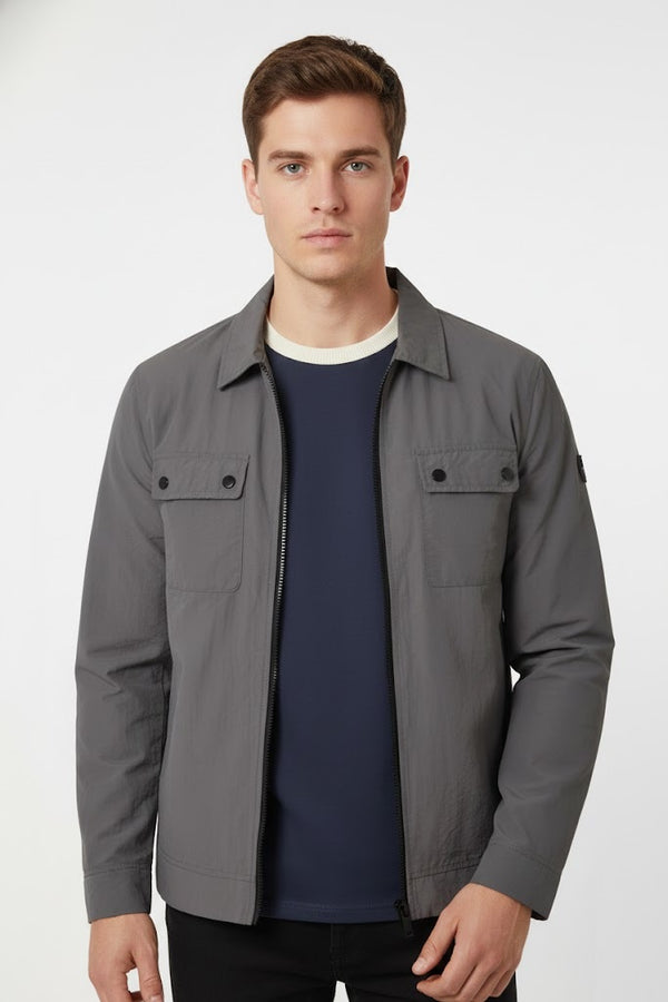 soulstar Men's Zip Shacket Charcoal