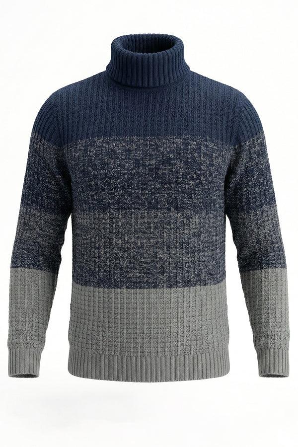 Soulstar Ombré Cable Knit Turtleneck Navy