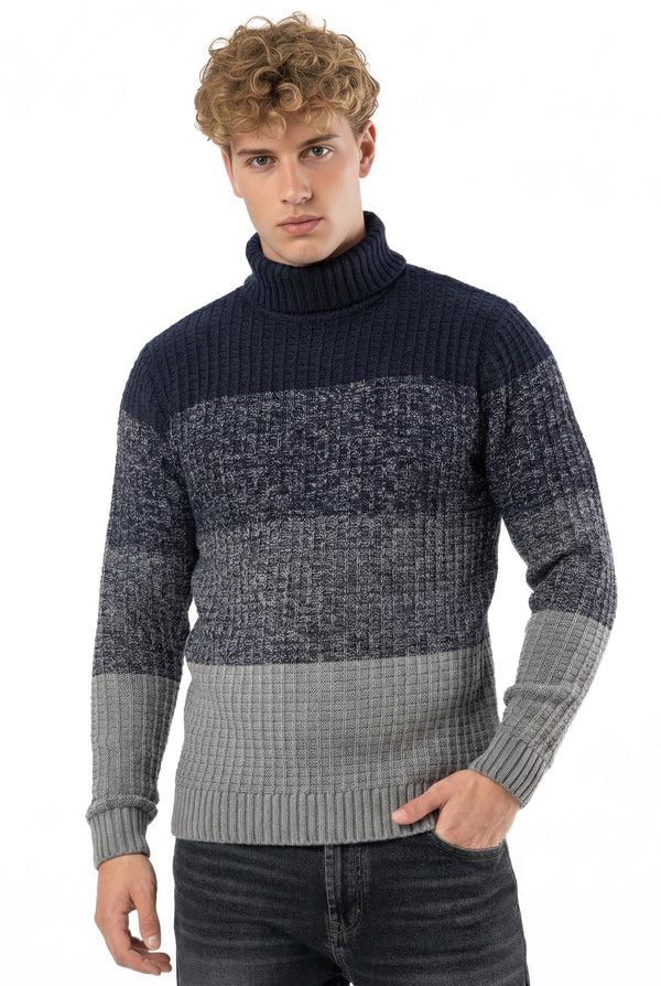 soulstar Ombré Cable Knit Turtleneck Navy